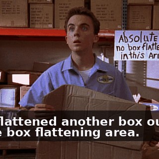 He's flattened another box outside of the box flattening area.