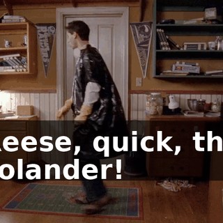 Reese, quick, the colander!