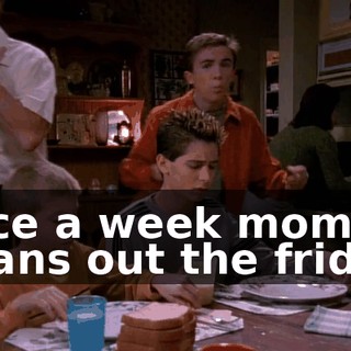 Once a week mom cleans out the fridge.
