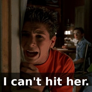 I can't hit her.