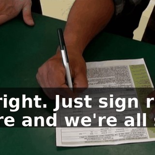 All right. Just sign right there and we're all set.