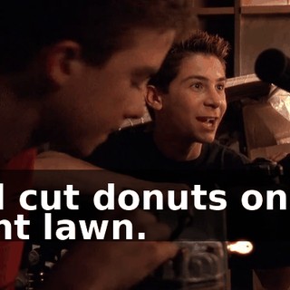 and cut donuts on his front lawn.