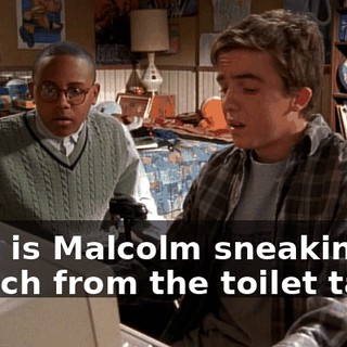 Why is Malcolm sneaking Scotch from the toilet tank?