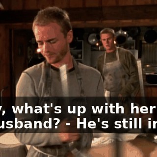 - Hey, what's up with her ex-husband? - He's still in jail.