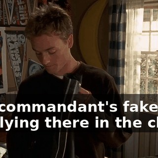 The commandant's fake leg was lying there in the closet