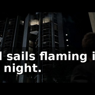 and sails flaming into the night.