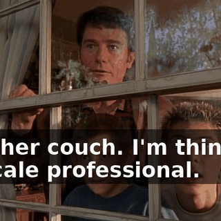 Leather couch. I'm thinking upscale professional.
