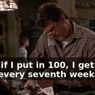 and if I put in $100, I get the car every seventh weekend.