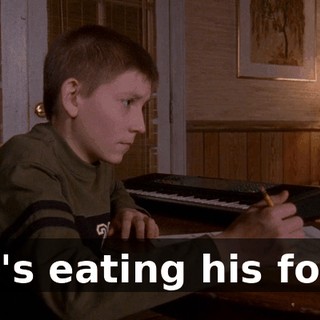 He's eating his foot.