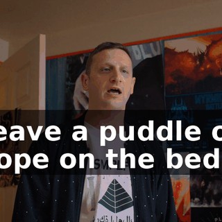 leave a puddle of rope on the bed?