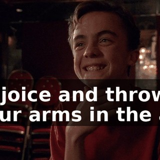♪ Rejoice and throw your arms in the air ♪
