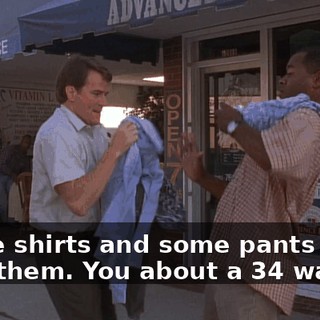 Three shirts and some pants to go with them. You about a 34 waist?