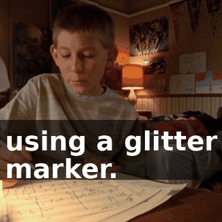 using a glitter marker.