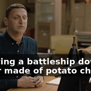 piloting a battleship down a river made of potato chips.