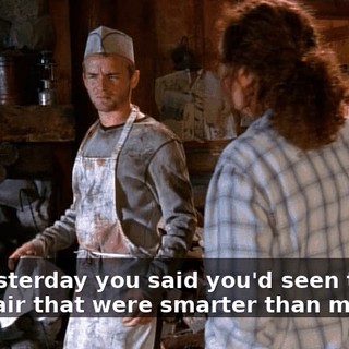 But yesterday you said you'd seen tumors with hair that were smarter than me.