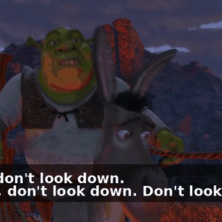 - And don't look down. - Okay, don't look down. Don't look down.