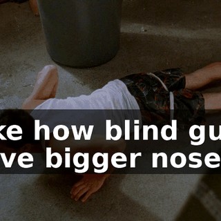 Like how blind guys have bigger noses.