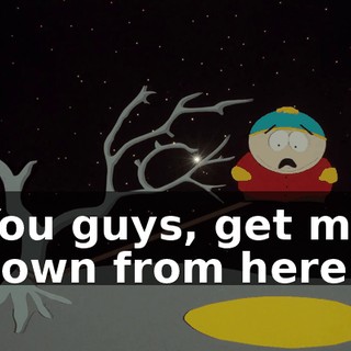 You guys, get me down from here!