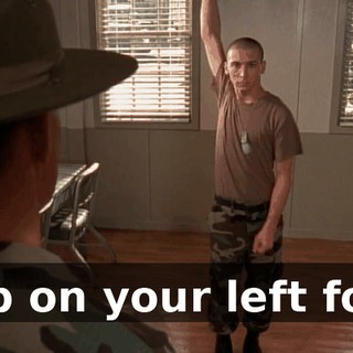 Hop on your left foot.