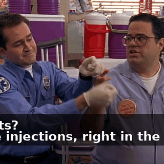 - Shots? - Five injections, right in the belly.