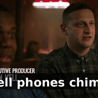 [cell phones chime]