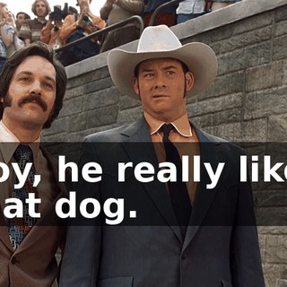 Boy, he really likes that dog.