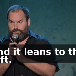 and it leans to the left.