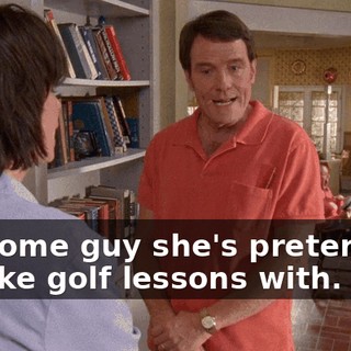 It's some guy she's pretending to take golf lessons with.