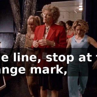 Blue line, stop at the orange mark,