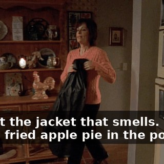 It isn't the jacket that smells. There was a fried apple pie in the pocket.