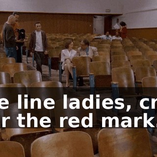 Blue line ladies, cross over the red mark.
