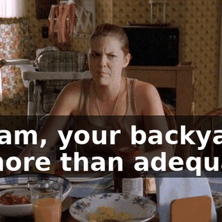 Ma'am, your backyard is more than adequate.