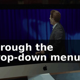 through the drop-down menu...
