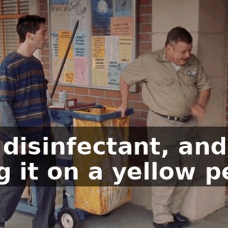 and disinfectant, and you hang it on a yellow peg.