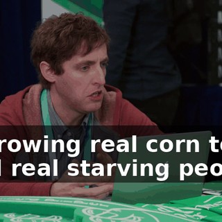 of growing real corn to feed real starving people?
