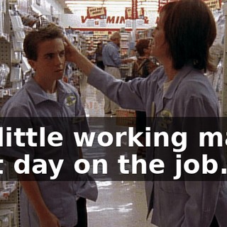 My little working man's first day on the job.