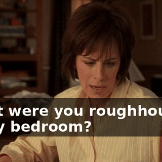 What were you roughhousing in my bedroom?