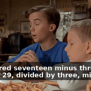 Hundred seventeen minus three, times 29, divided by three, minus...