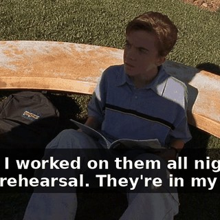 Yeah, I worked on them all night after rehearsal. They're in my desk.