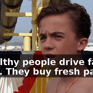 Wealthy people drive fancy cars. They buy fresh pasta.
