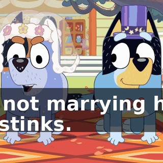 I'm not marrying him. He stinks.