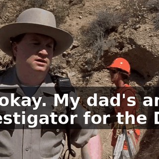 It's okay. My dad's an investigator for the DOT.