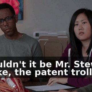 shouldn't it be Mr. Stewart Burke, the patent troll,