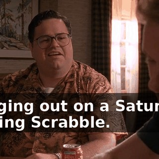 Hanging out on a Saturday, playing Scrabble.