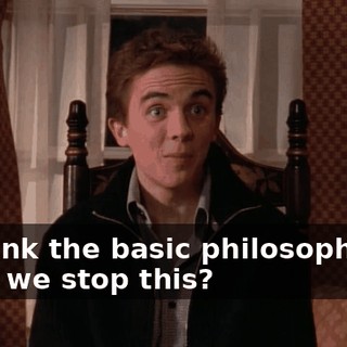 - I think the basic philosophical-- - Can we stop this?