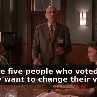 Do the five people who voted not guilty want to change their votes?