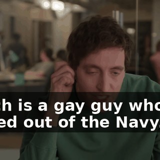 which is a gay guy who got kicked out of the Navy.