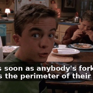 but as soon as anybody's fork leaves the perimeter of their plate,