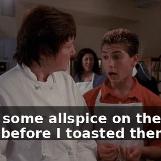 I put some allspice on the pine nuts before I toasted them.