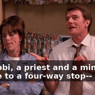 A rabbi, a priest and a minister come to a four-way stop--